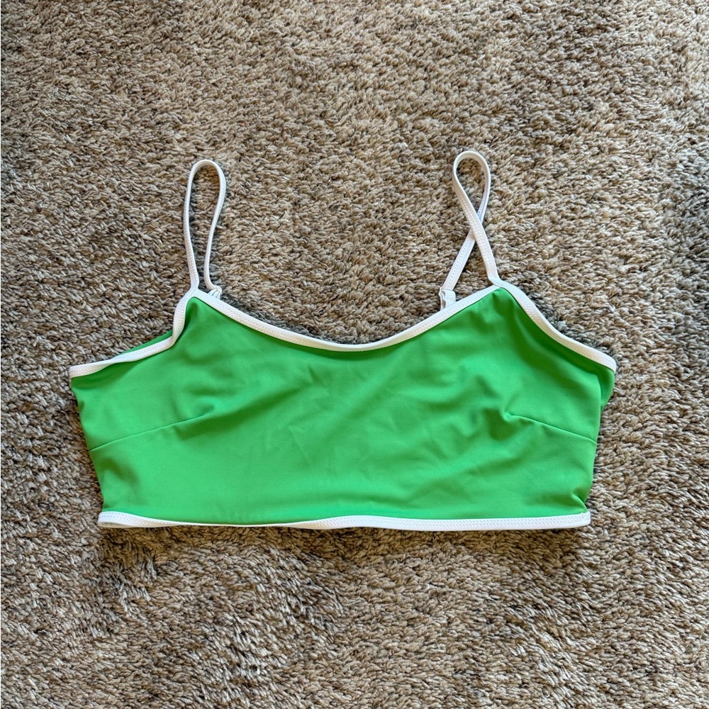 Green Sports Bra with White Trim